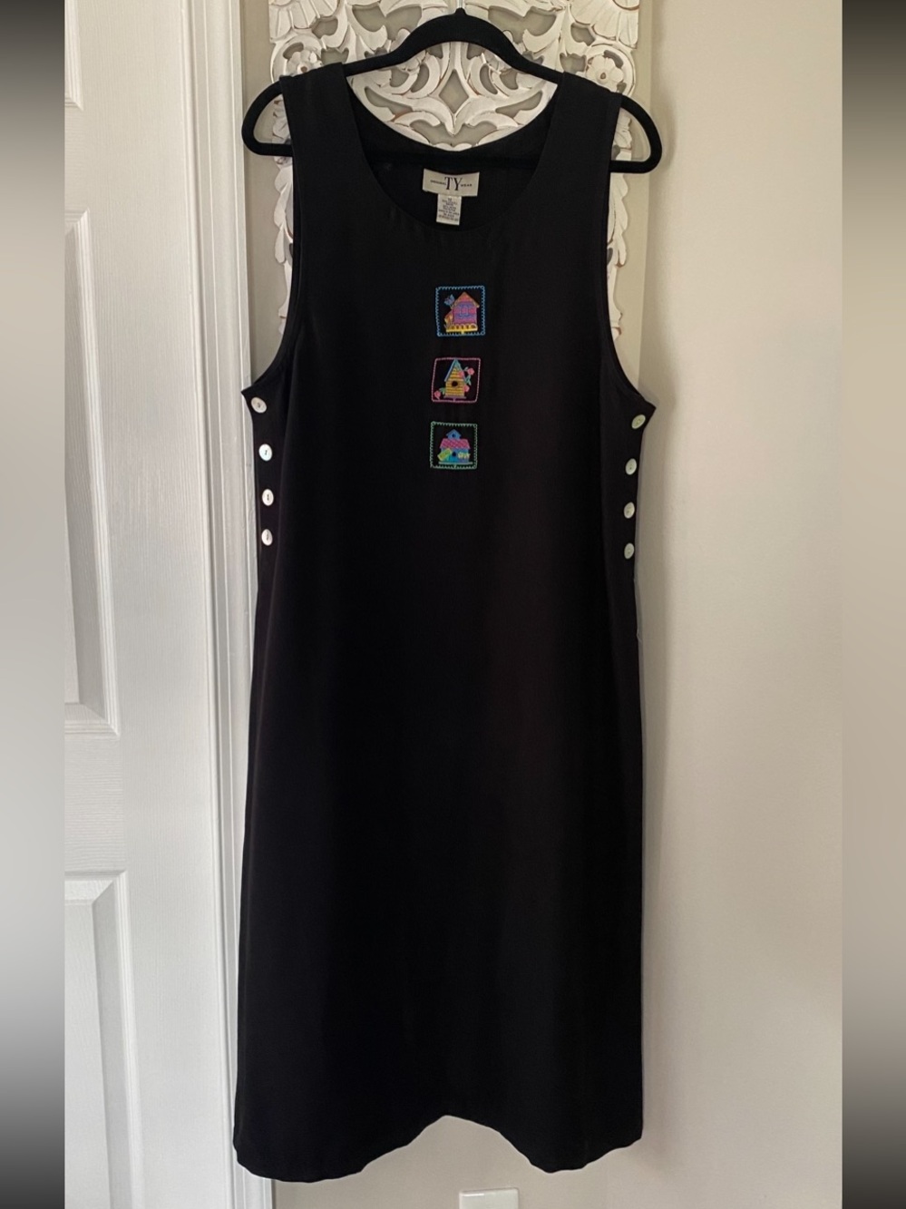 Original TY Wear Vintage Birdhouse Maxi Dress 90s Artsy Whimsical Teachercore